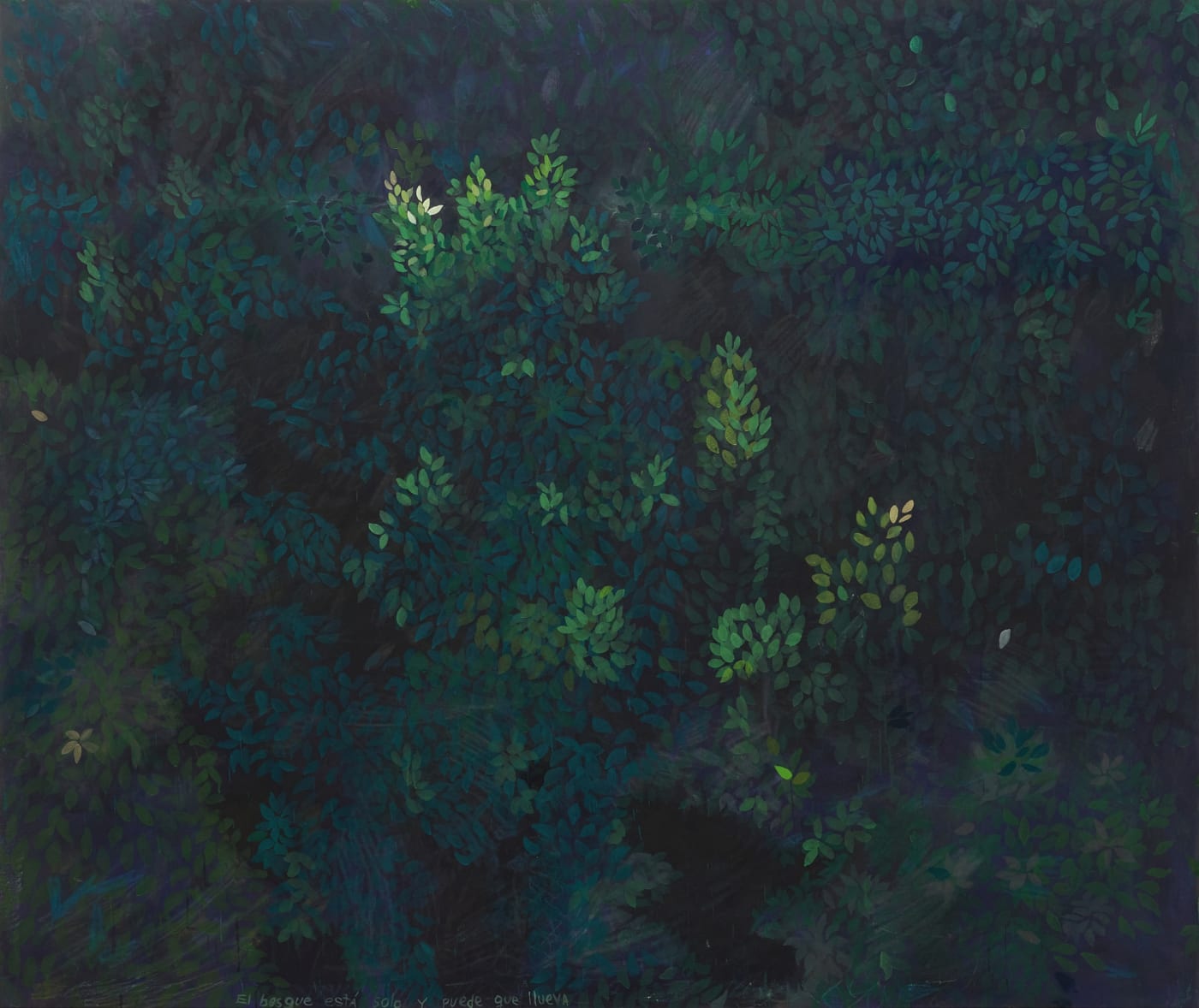 José Manuel Mesías El bosque está solo y puede que llueva, 2009 Acrylic and pastel on canvas 195 × 230 cm 76 3/4 × 90 1/2 in