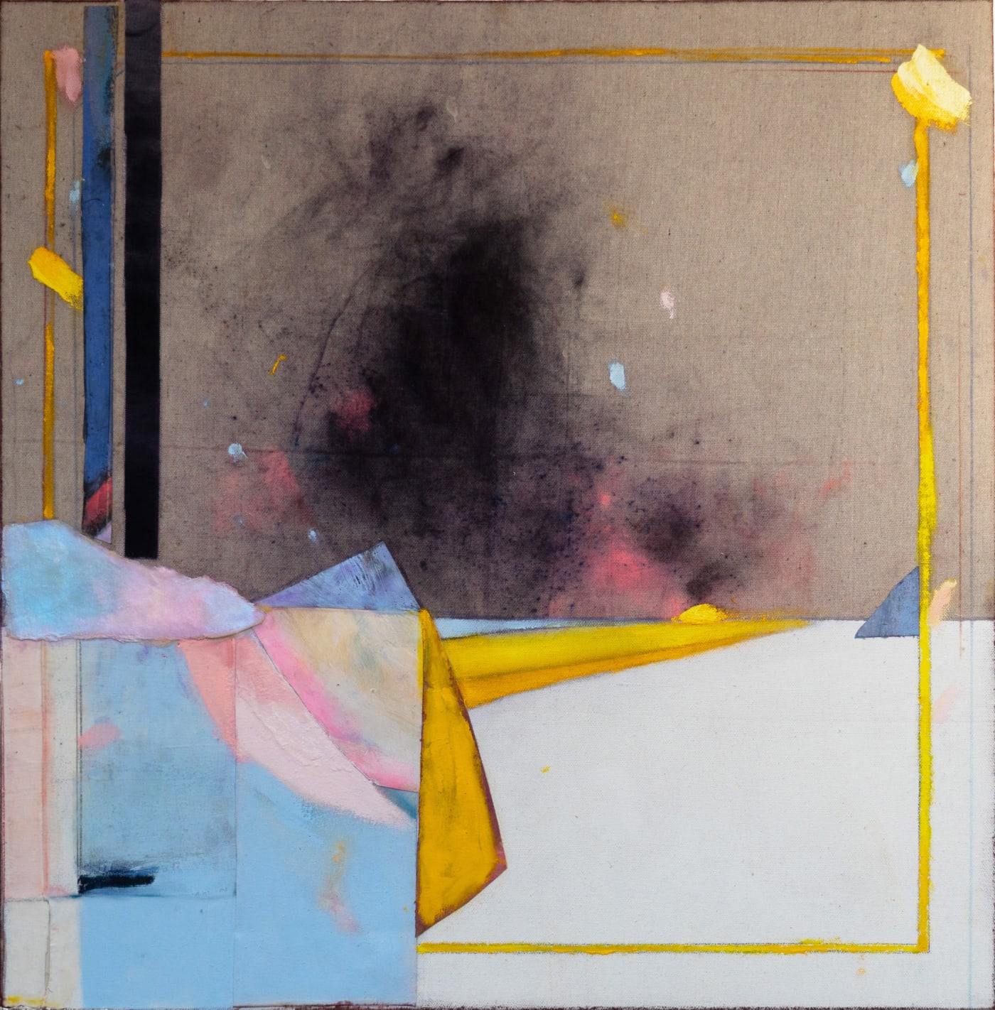 Dana James, Lullaby, 2023, Oil, encaustic, pigment, collage on canvas, 76.2 × 76.2 cm / 30 × 30 in