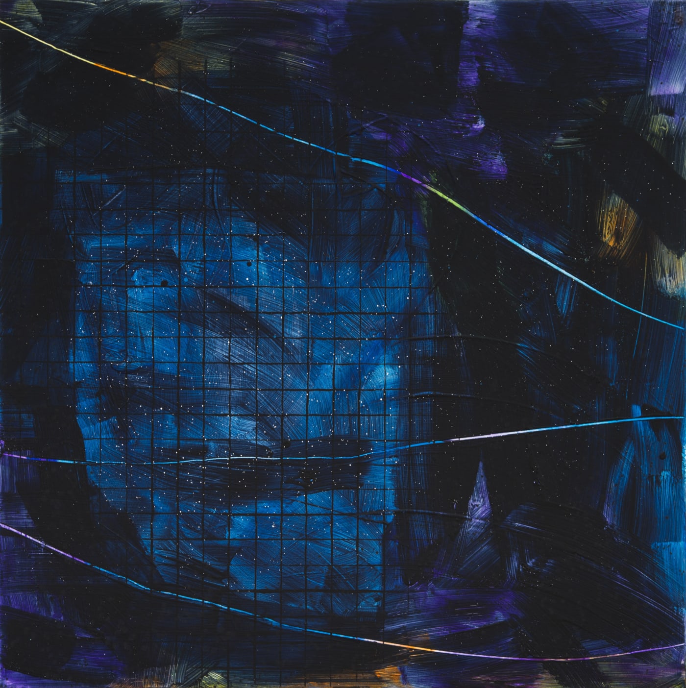 Tariku Shiferaw Stolen Stars Awaiting To Return, 2024 Acrylic on canvas 121.9 × 121.9 cm 48 × 48 in