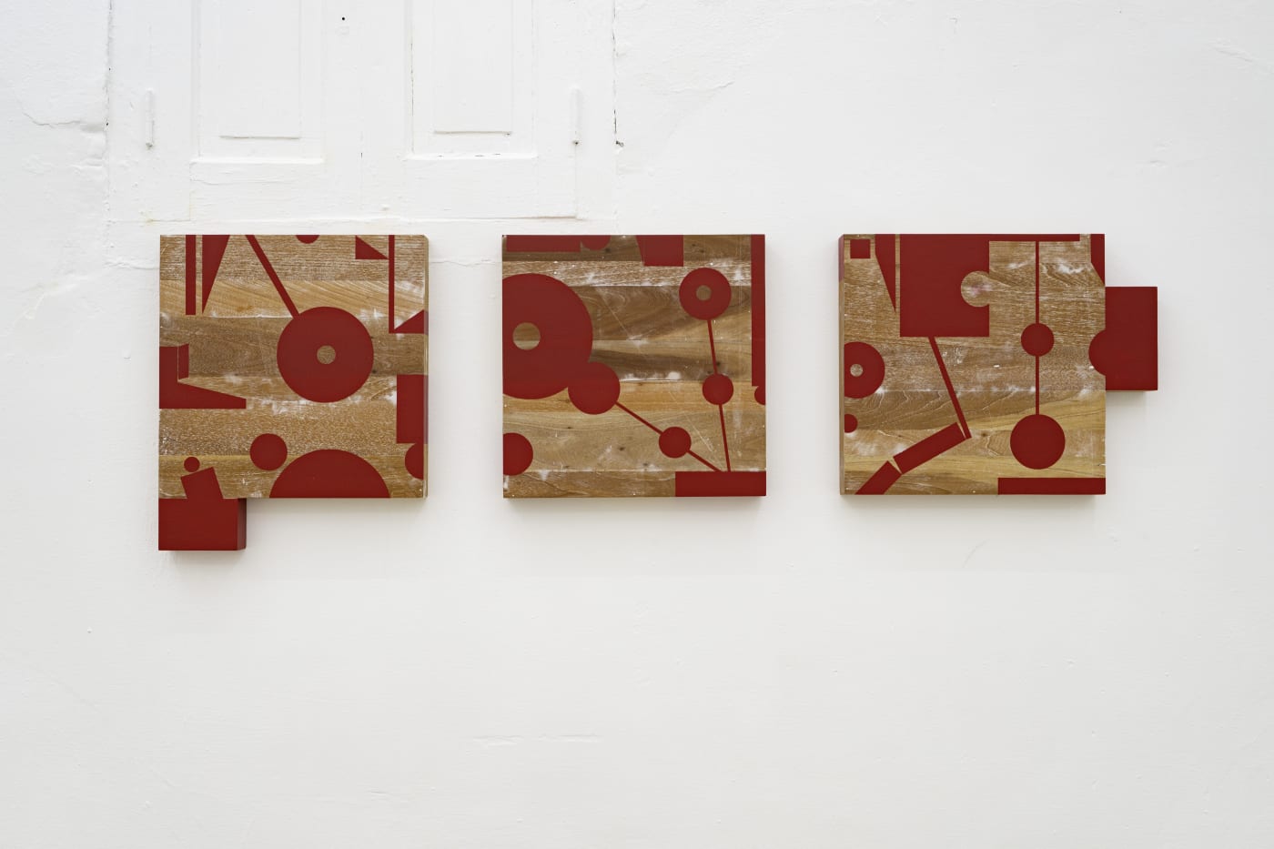 INCOMPLETE FANTASY (RED 53) 2025 Wood, acrylic 50 x 50 cm each (Set of 3 pieces)