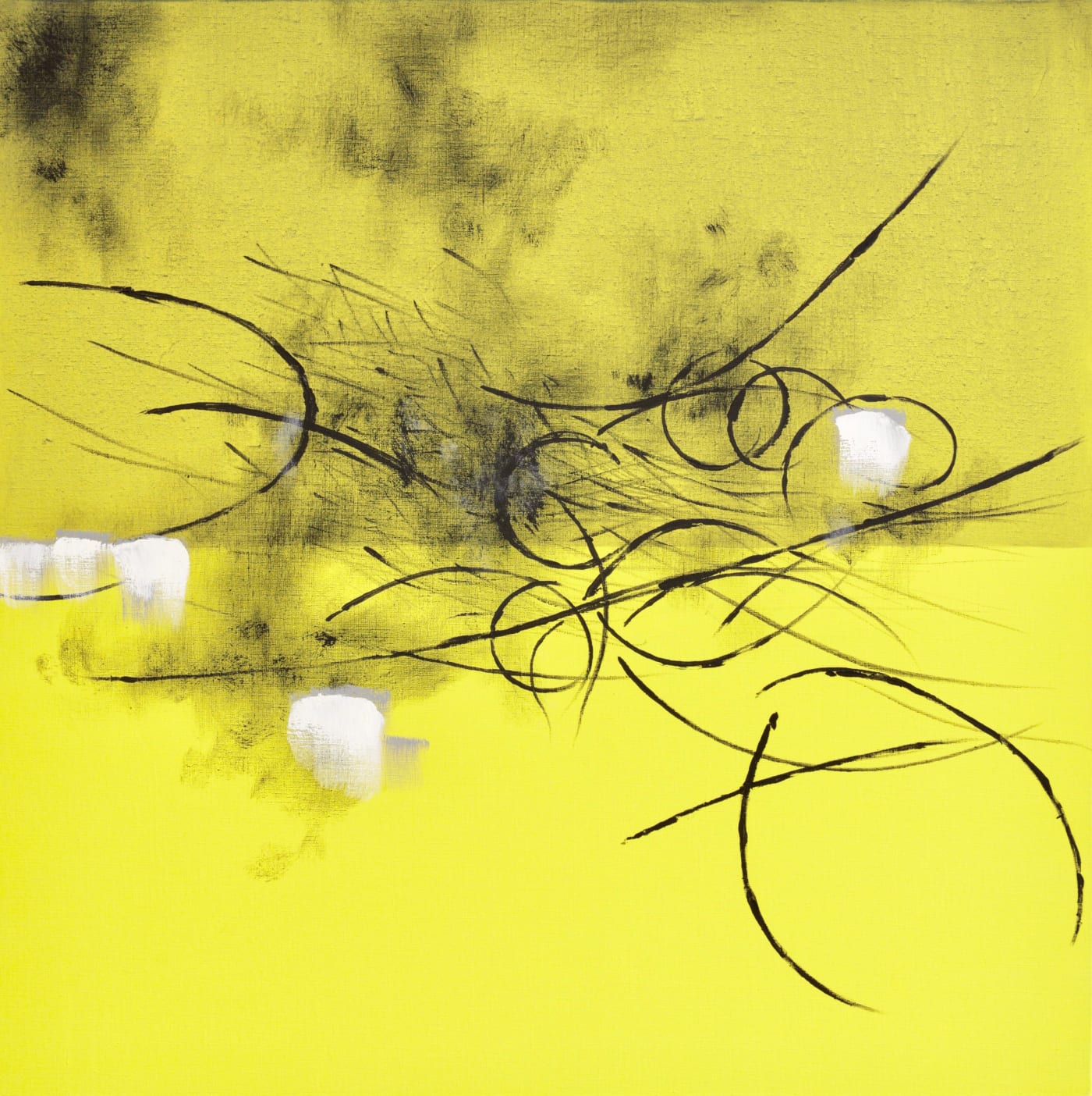 Un' Altra Natura (giallo), 2013, inchiostro di china e acrilico su tela, cm 33,3x45,5