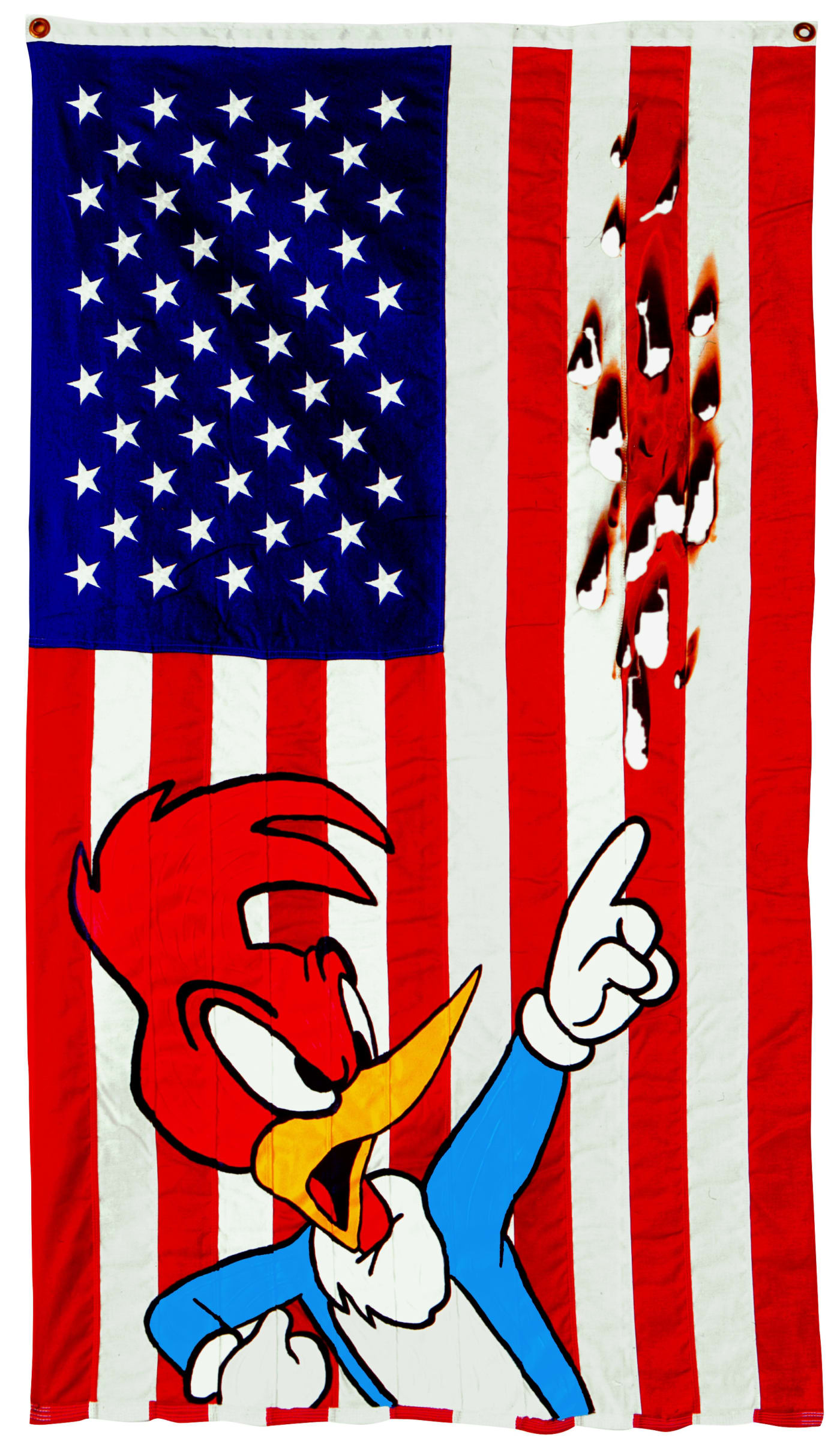 This is a Free Country, 1990, acrilico su bandiera, cm 156x90