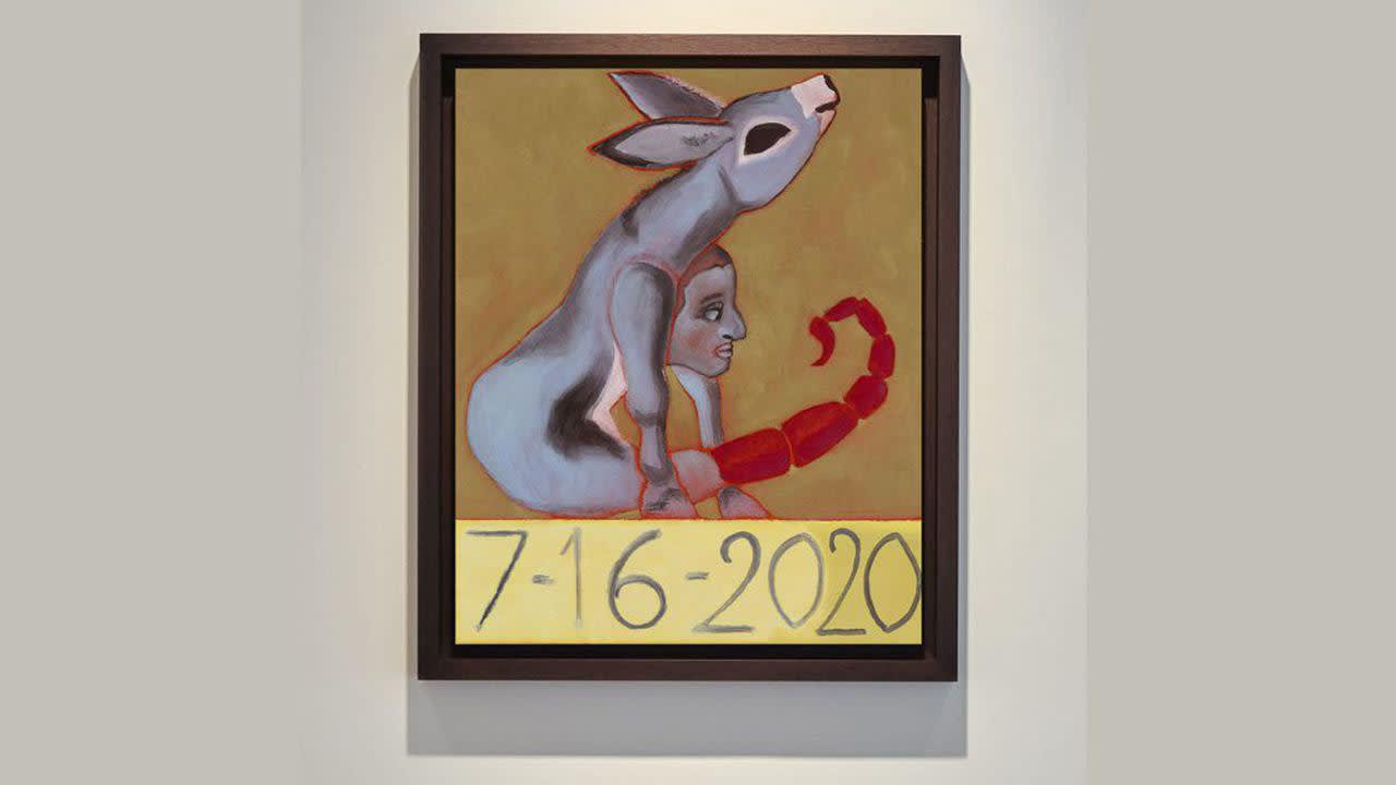 La série de 14 peintures de Francesco Clemente (né en 1952) conçues pendant le confinement de 2020 et reprenant une iconographie médiévale est proposée par la galerie belge MARUANI MERCIER.