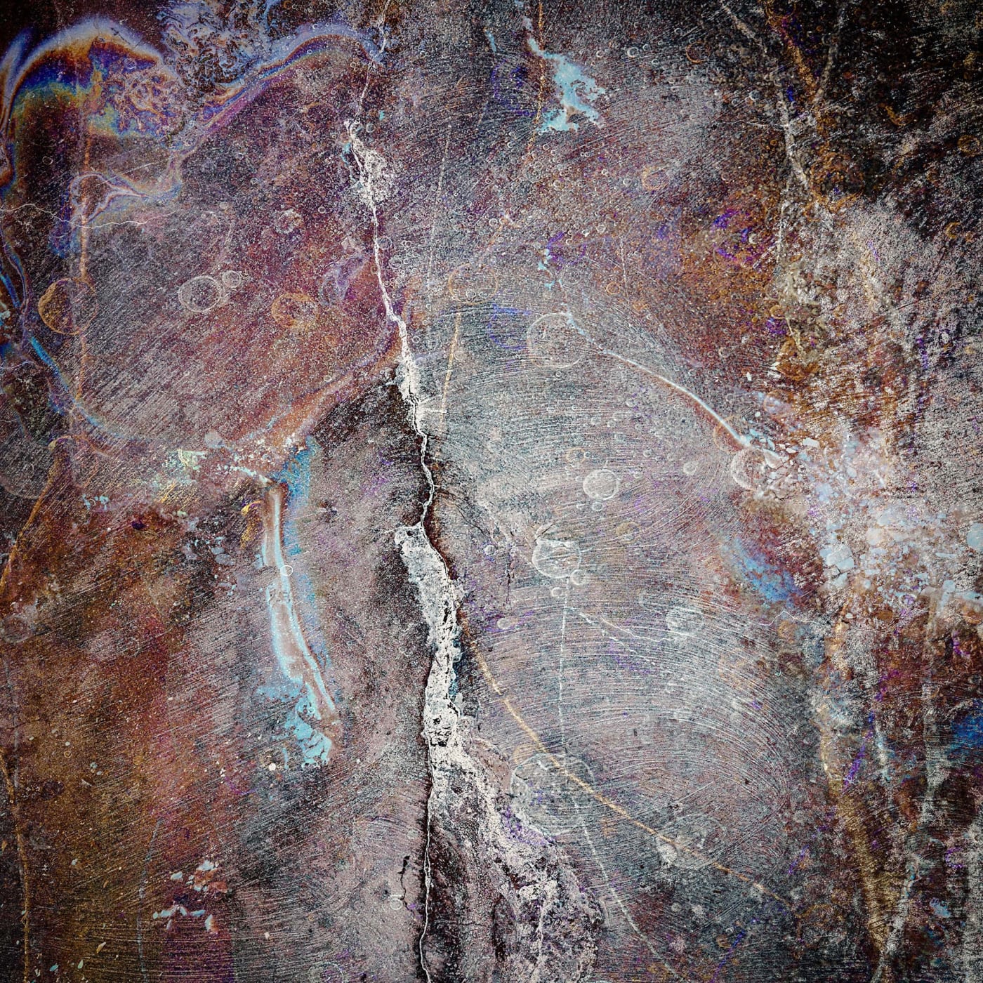 Valda Bailey - Cosmos, print on glass hand gilded with gold leaf, abstract, colour, glass artwork
