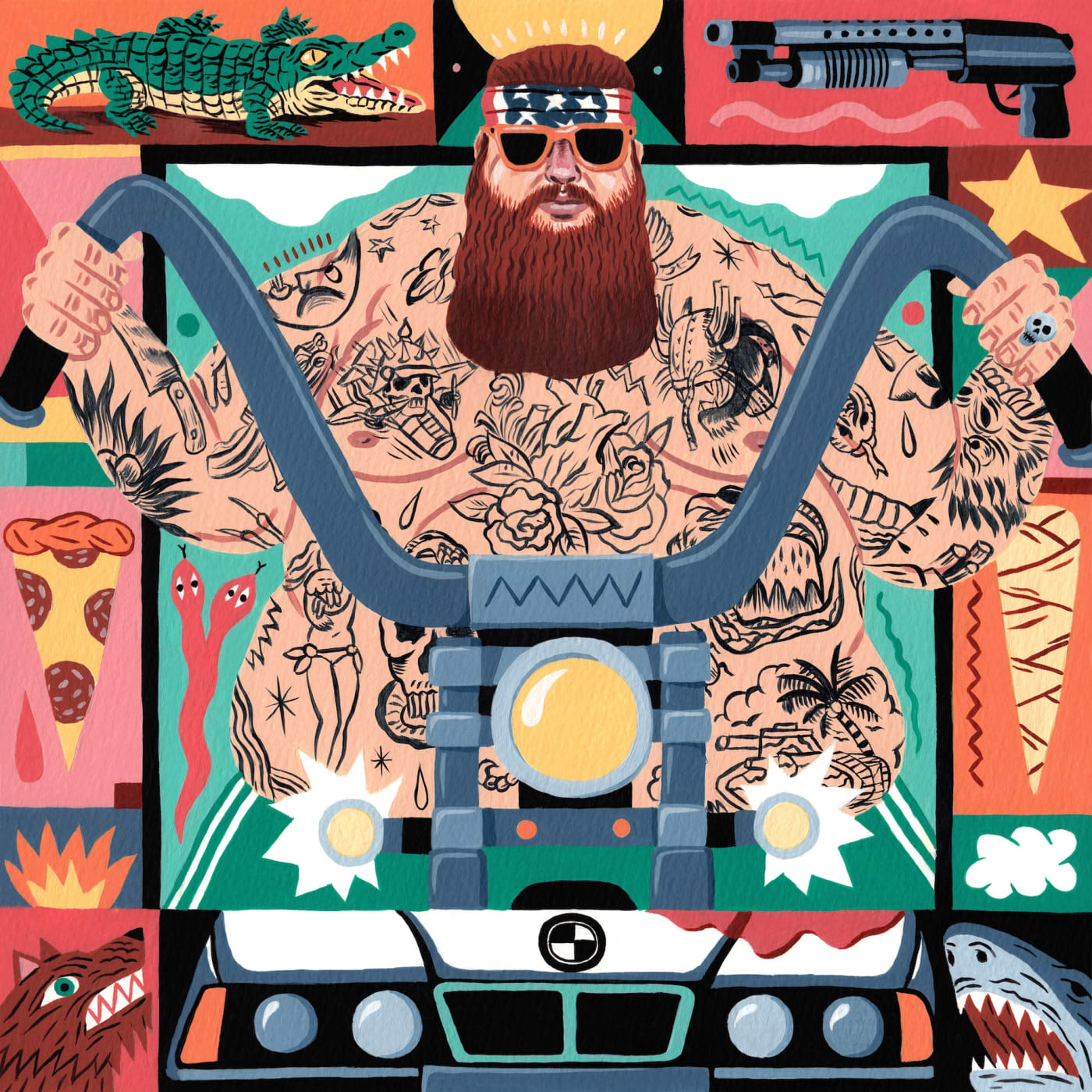 Action Bronson, 2019, acrylic on paper, 30 x 30 cm