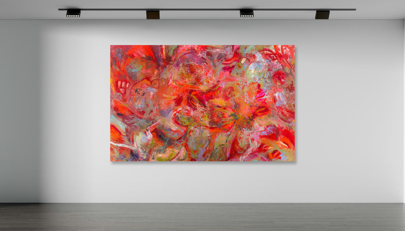 Patricia Qualls A Woman's Work Is Never Done, 2023 - 2024 Mixed Media on Canvas 64 x 101 in