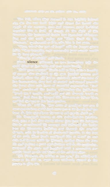 John Latour, silence, 2006, printed text on acid-free paper with acrylic paint, 20,5 x 12,4 cm, private collection