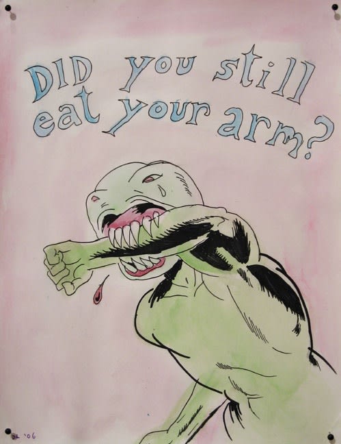 Drue Langlois, Did you still eat your arm? 2006, aquarelle sur papier, 28 x 21.5 cm, collection privée