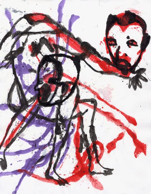 Ed Pien, That cheap head sliding trick, 2005, encre et flashe sur papier, 28 x 21.5 cm
