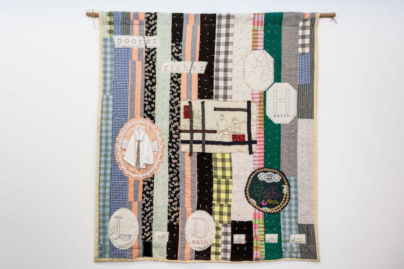Challenging Cliché 3’” (Quilt with Wedding Vows), 187 x 173