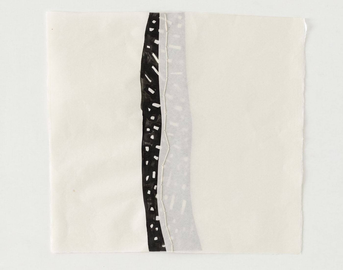 Susan Hefuna Landscapes 2021 Paper, Ink, Stitching 55 x 66 cm (framed)