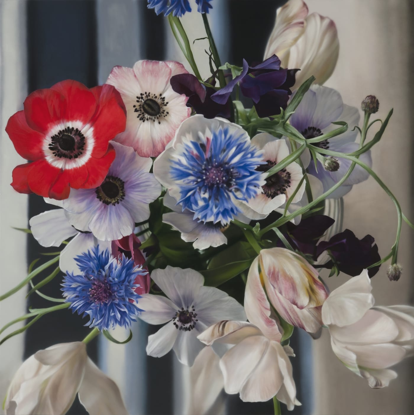 Ben Schonzeit "Flowers from Above" 152.5 x 152.5 cm Acrylic on polyester
