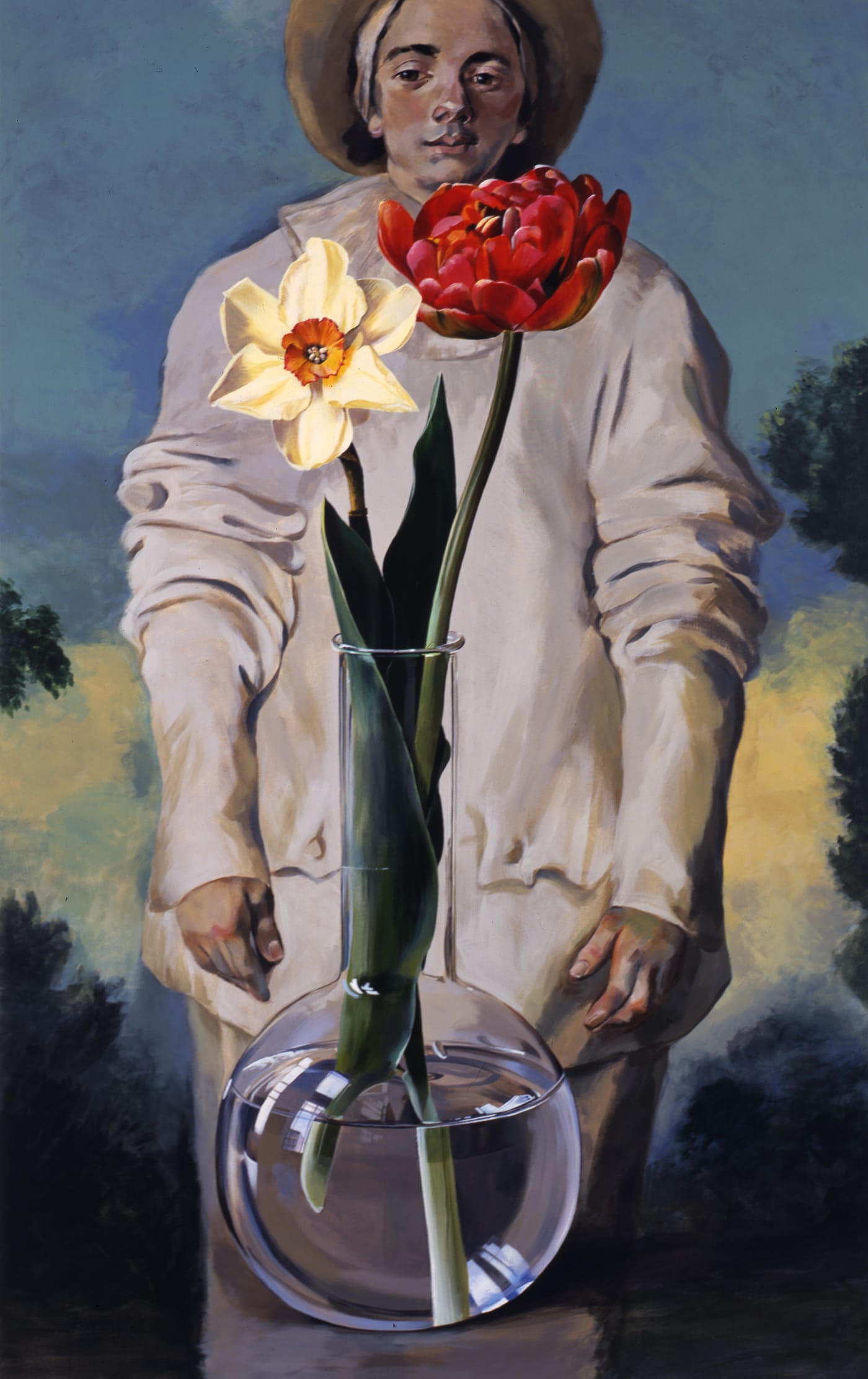 Ben Schonzeit "Gilles and Two Flowers" 168 x 107 cm Acrylic on Linen