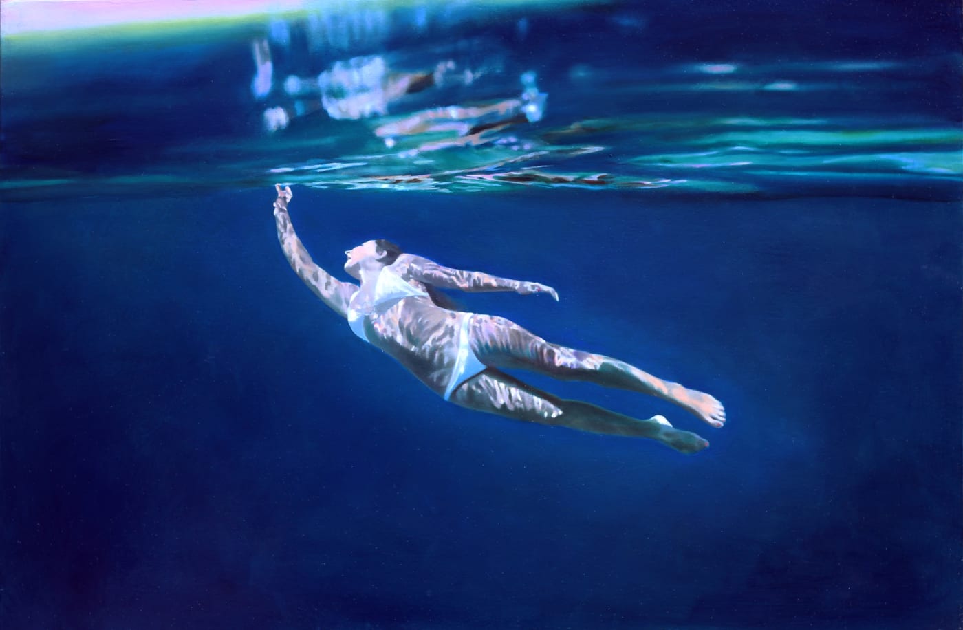 Matt Story "White Top Jostle Wide" Oil on cnavas 152 x 102 cm