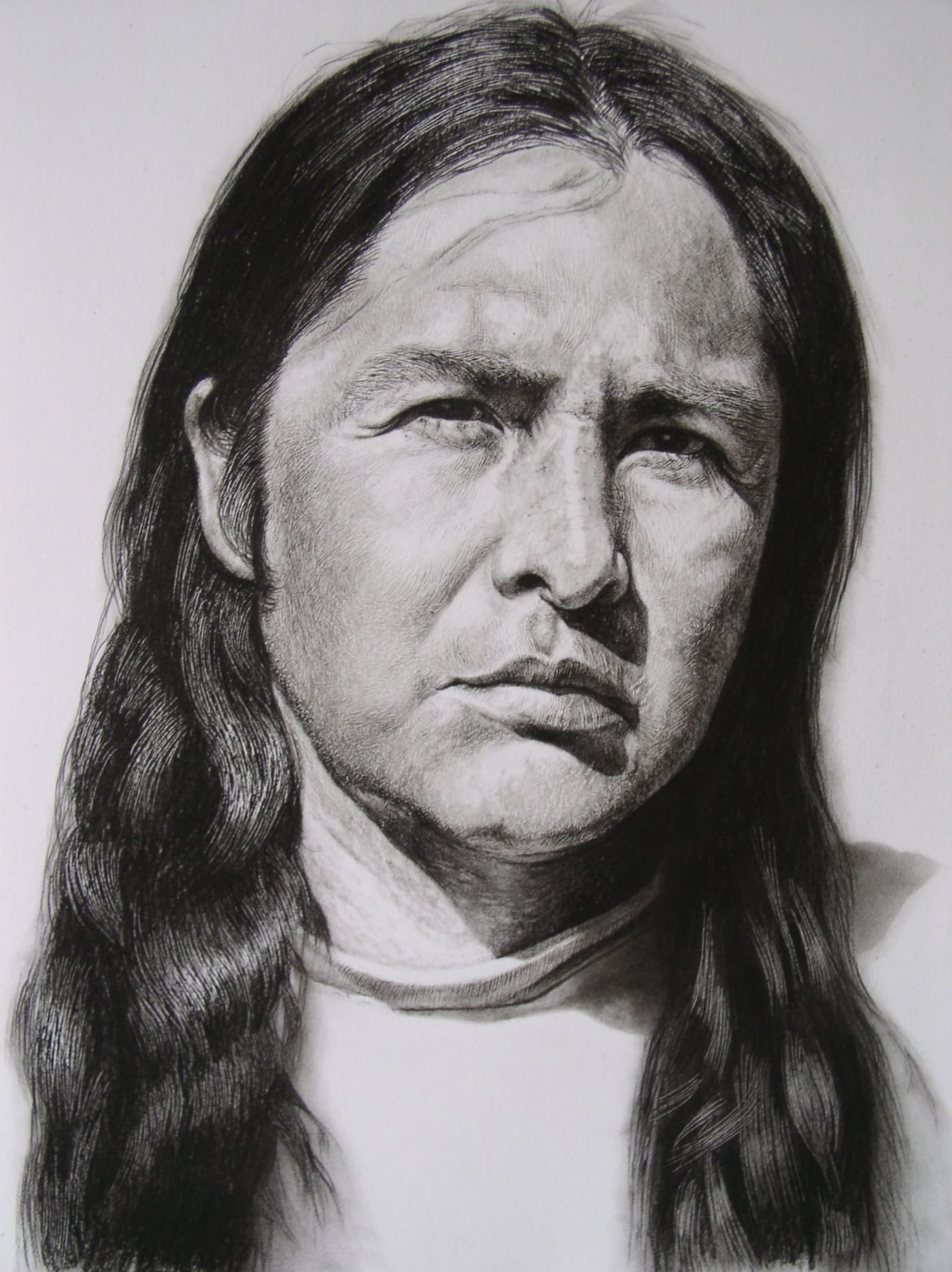 Andrew Tift "Deryl Luijan (taos Pueblo)" Charcoal, carbon graphite on paper 58.5 x 48 cm