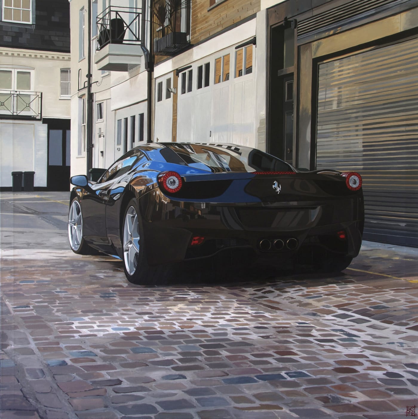 "Queens Gate Place Mews/Ferrari 458" Acrylic on Canvas 130 x 130 cm