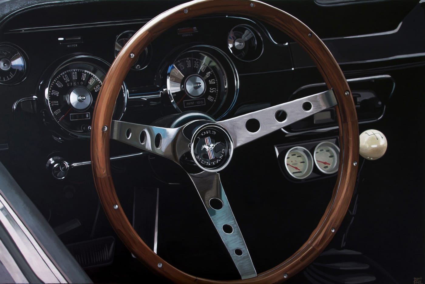 "Ford Mustang Dashboard" Acrylic on canvas 97 x 146 cm