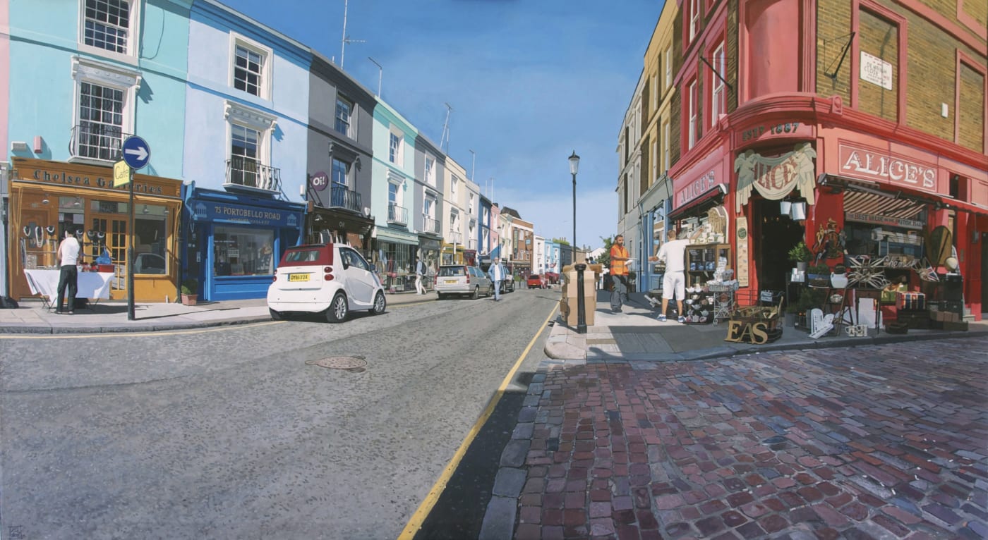 "Portobello Road 9:47 am" Acrylic on canvas 100 x 180 cm