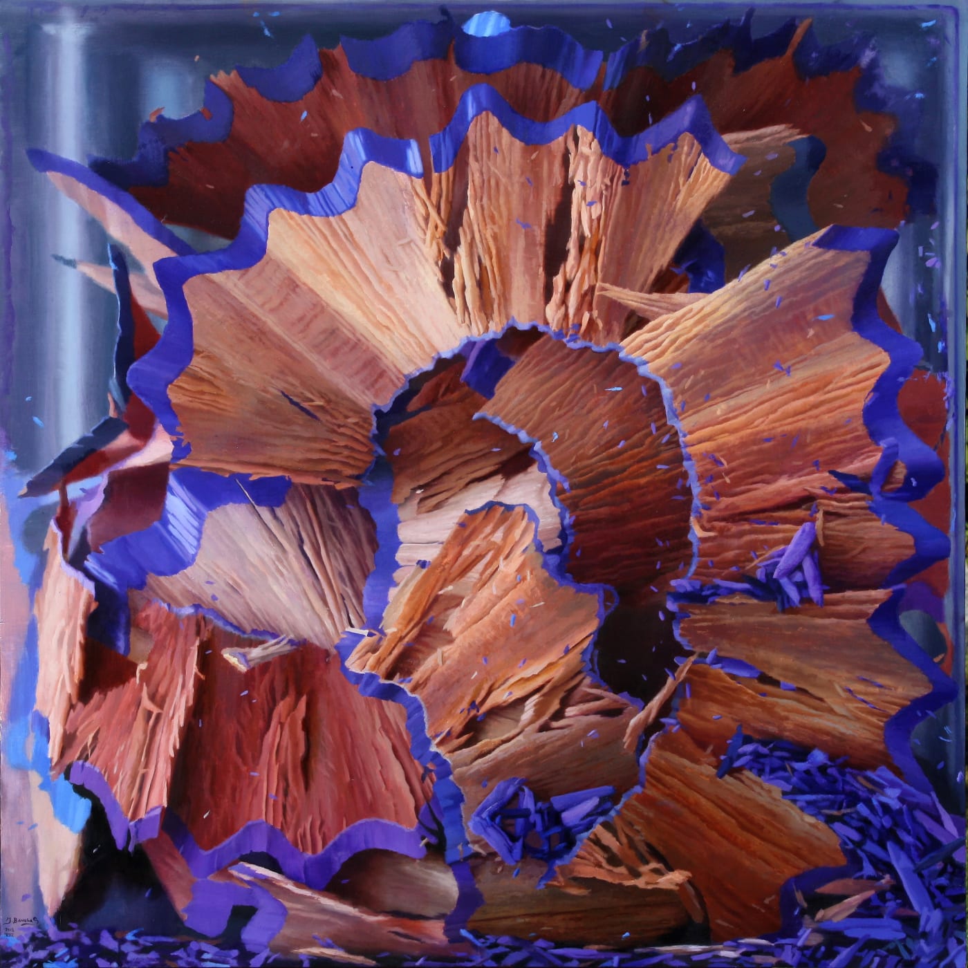 Shavings V (Purple) Oil on board 80 x 80 cm