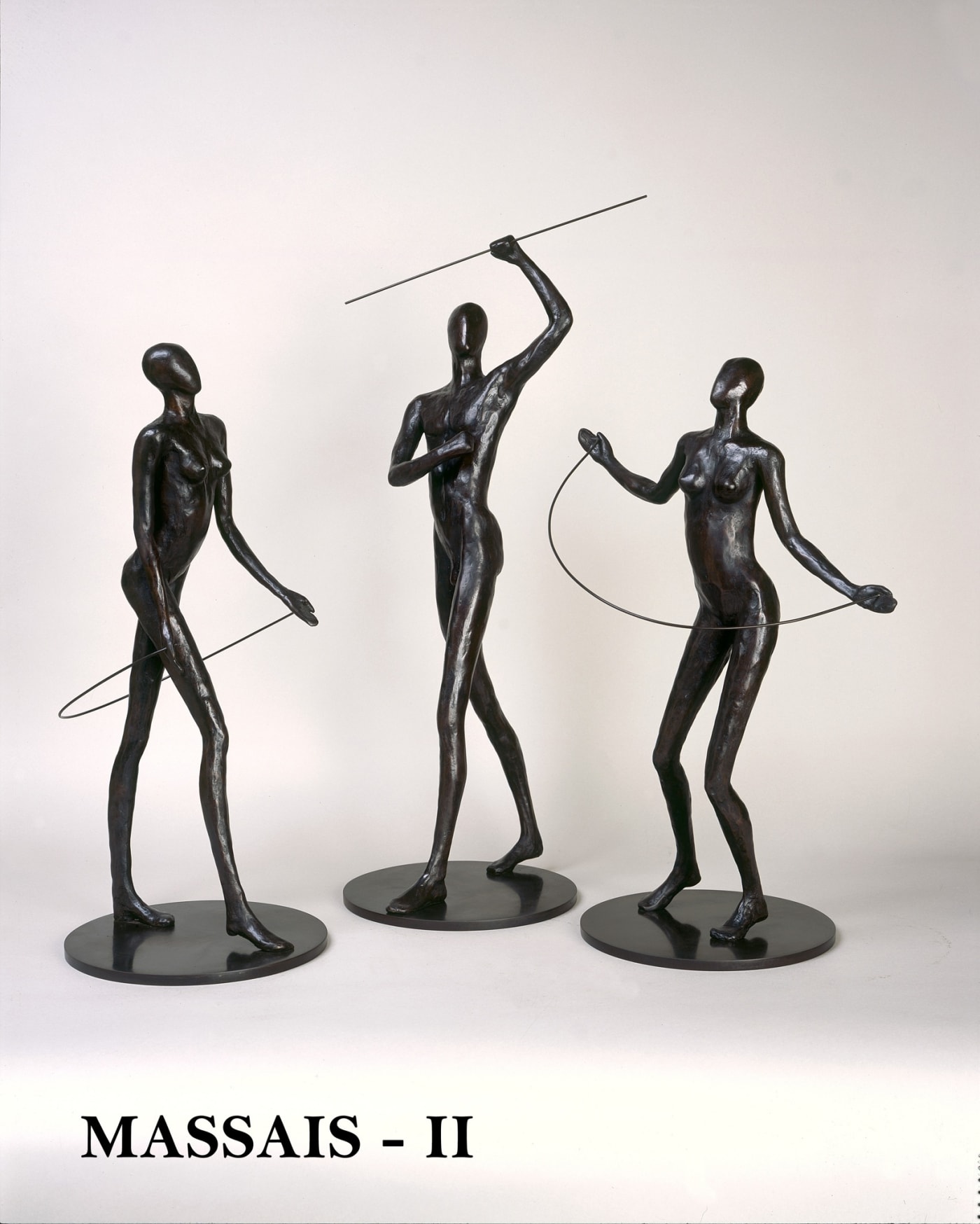Caroline D'Andlau "A Group of Massai Worriors" Bronze