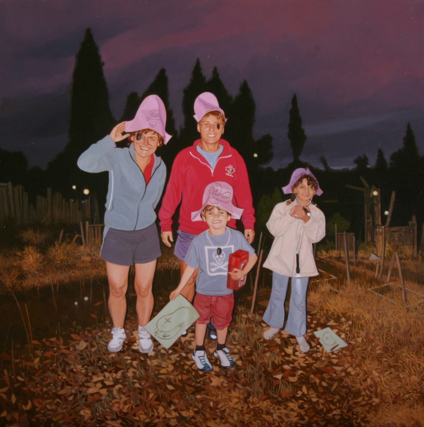 Phillip Harris "Four Pirates" Oil on aluminum 20 x 20 cm