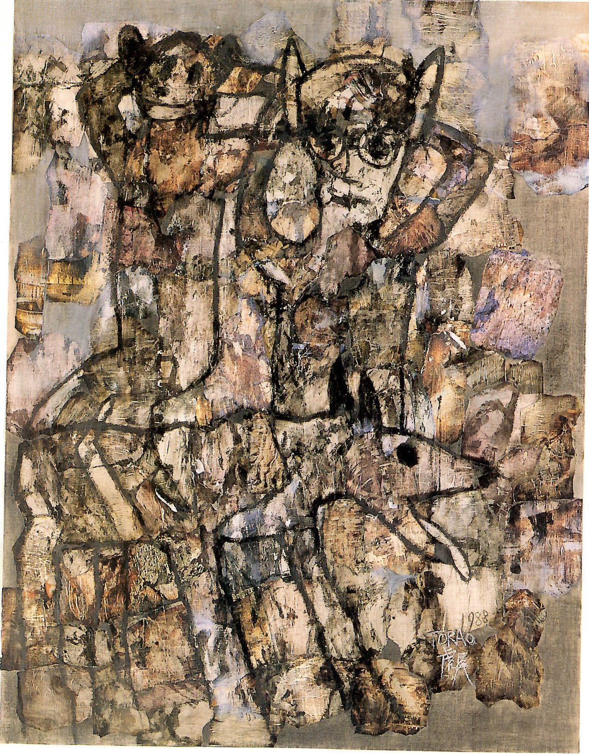 'Without Thinking', 1988, pencil, printing ink, pastel, collage on canvas, 145.5 x 122 cm