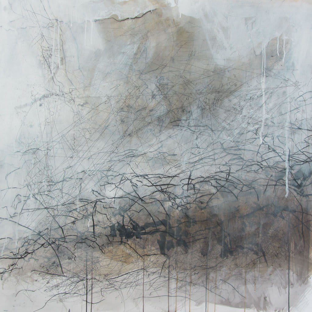 Debbie Locke & Sara Dudman, Sheep-cam in Barn 00:45 - 02:25, 2013, gesso, gouache, ink, graphite and charcoal on paper, 106 x 106cms