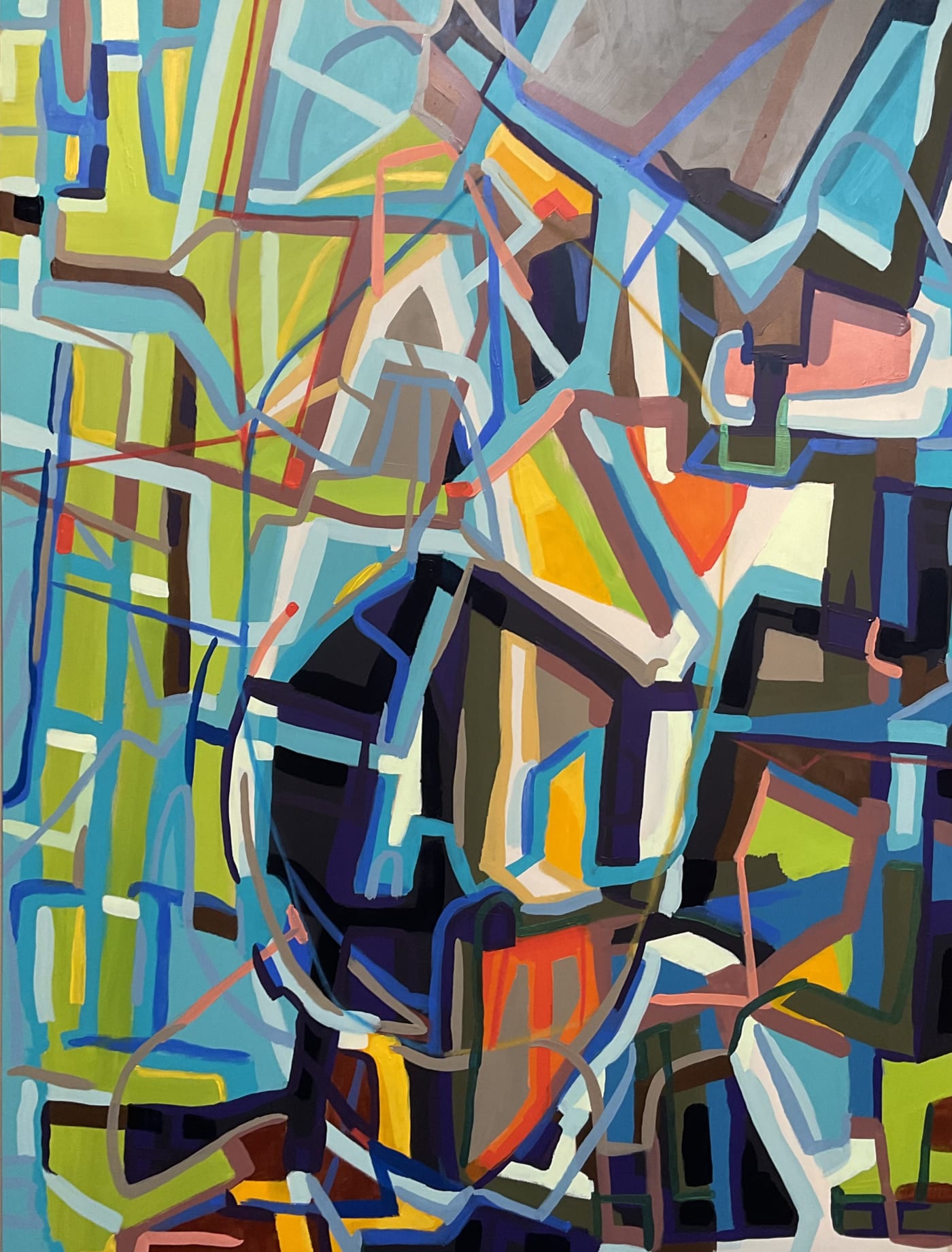Joan Fabian A Ship is Built, 2023 Signed on the left and dated on the reverse Acrylic on Russian Birchwood 40 x 36 in 101.6 x 91.4 cm