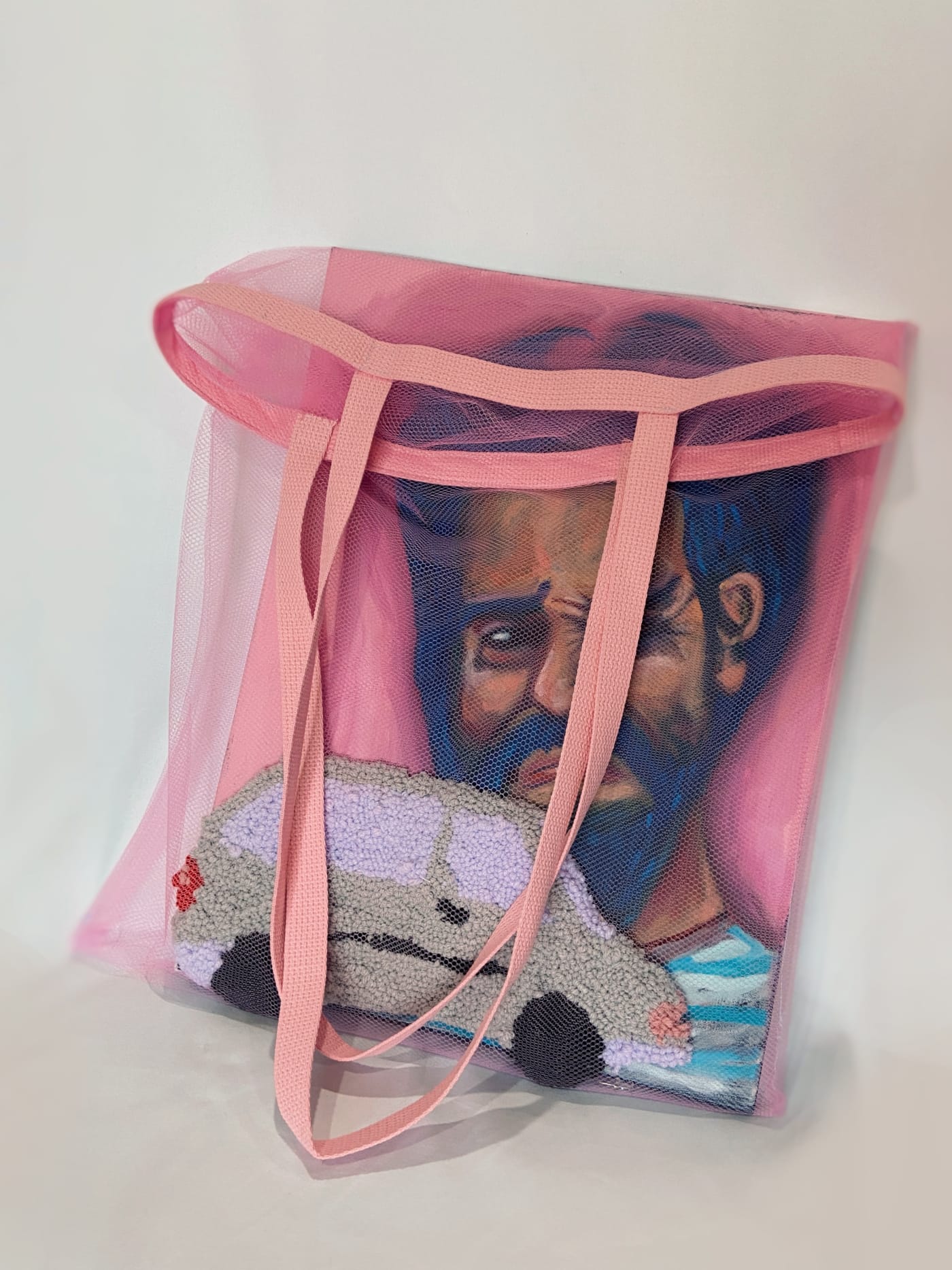Artwork image: Bárbara Miñarro, For a Limited Time Only, 2020, Signed certificate of authenticity Fabric, oil on canvas and tufted yarn, 14 x 20 x 2 in 35.6 x 50.8 x 5.1 cm (7243)