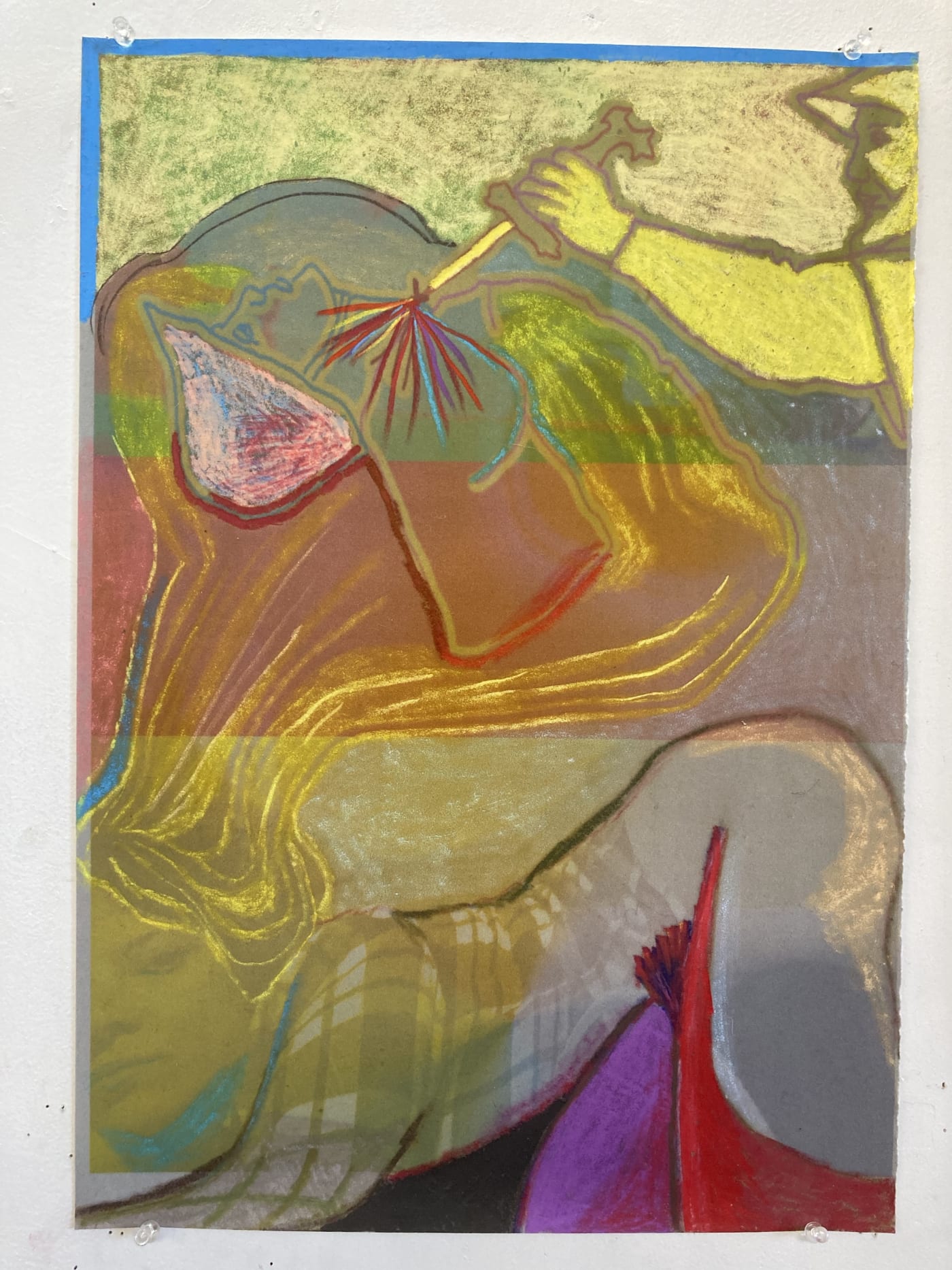 Gaby Collins-Fernandez Burst Your Bubble, 2020 Crayons and digital photocollage on flocked paper 19 x 13.5 in 48.3 x 34.3 cm