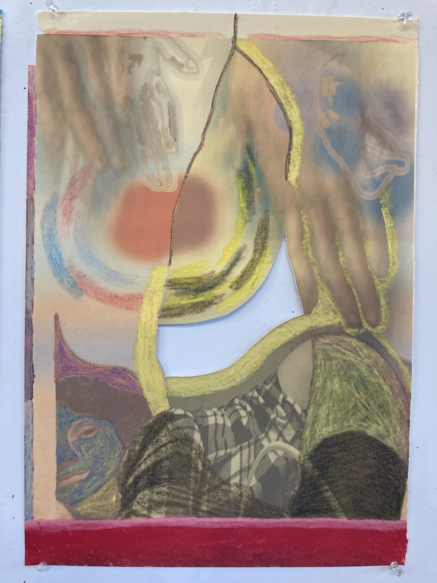 Gaby Collins-Fernandez Dead Center, 2020 Crayons and digital photocollage on flocked paper 19 x 13.5 in 48.3 x 34.3 cm