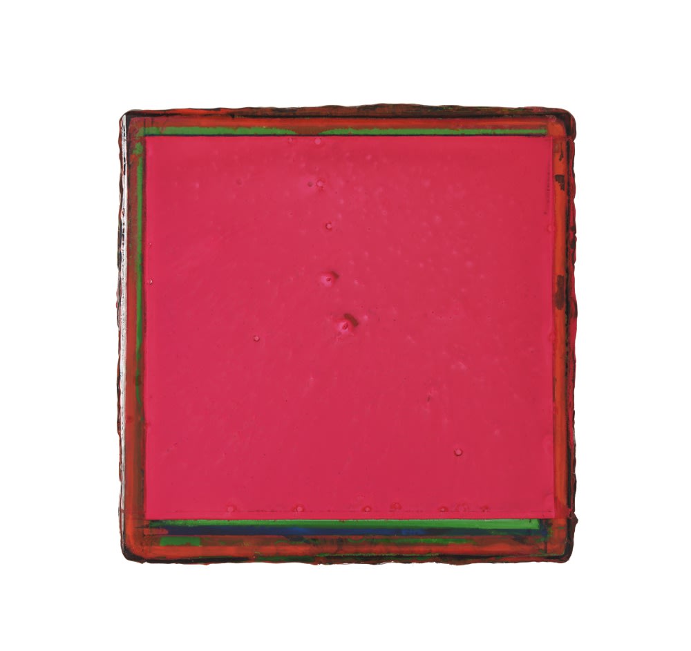EMMANUEL BARCILON - UNTITLED - 2018 - VARNISH AND PIGMENT ON WOOD - 30 X 30 CM