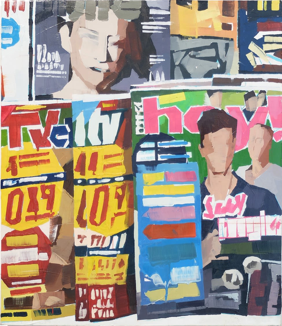 LUCA GRIMALDI - PAINTING OF A TABLOID RACK, NR. 9 - 2017 - OIL ON CANVAS - 60 X 70 CM