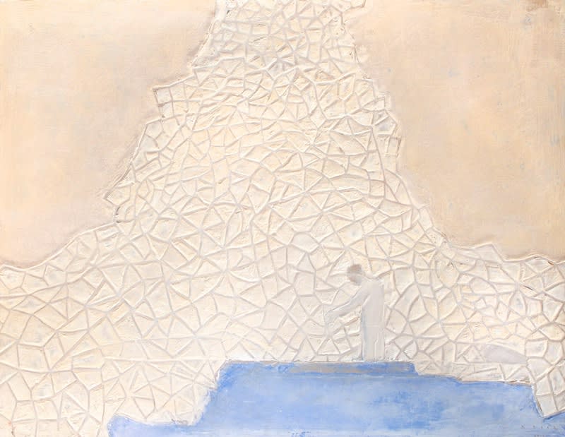 La Red, 2014 Mixed media on wood panel 39 1/4 x 51 inches Framed dimensions 43 1/4 x 55 inches