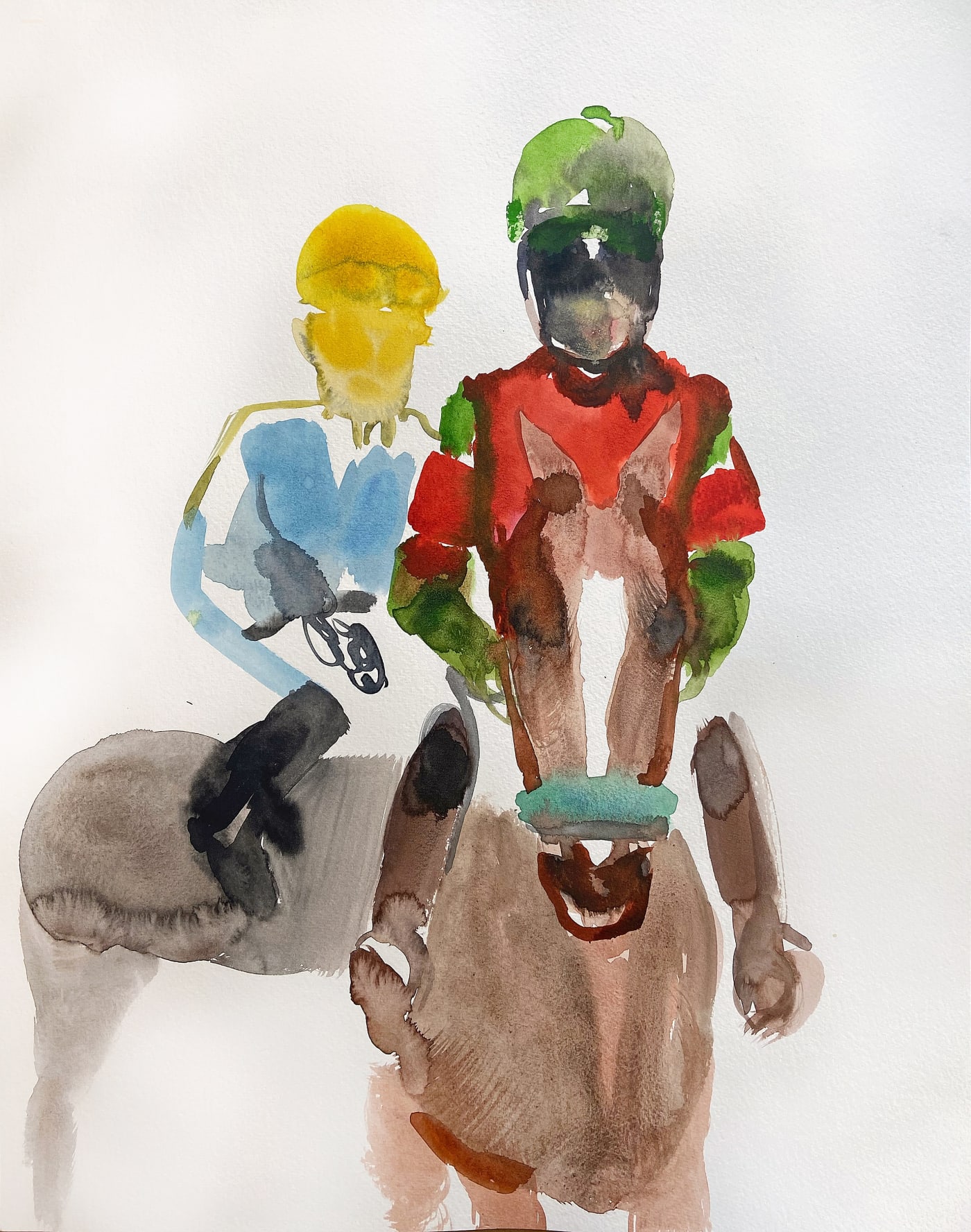 2 Racers, 2023 Watercolor on paper 20 x 16 inches