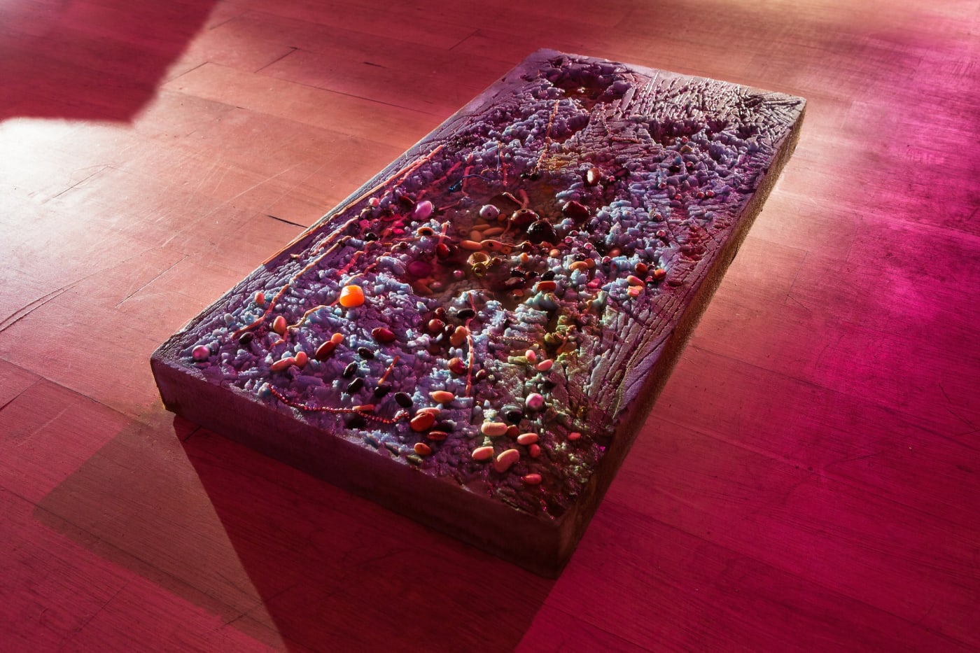 Samara Scott Plebs, 2014 Insulation foam, water, watercolour, spaghetti, noodles, nail varnish, beads, beans, nuts