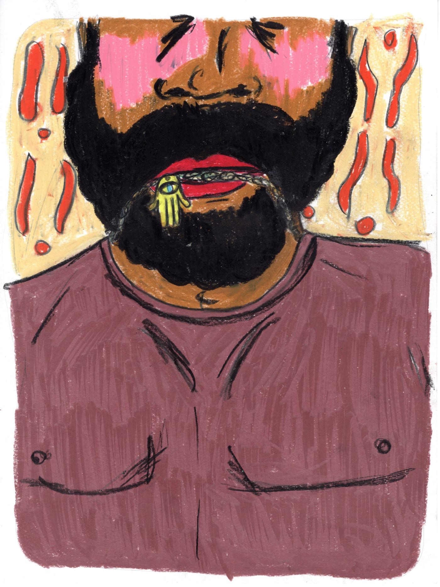 Soufiane Ababri, Bedwork 4, 2017-2022, Coloured pencils on paper, 32 x 24 cm, Courtesy of the artist and THE PILL®