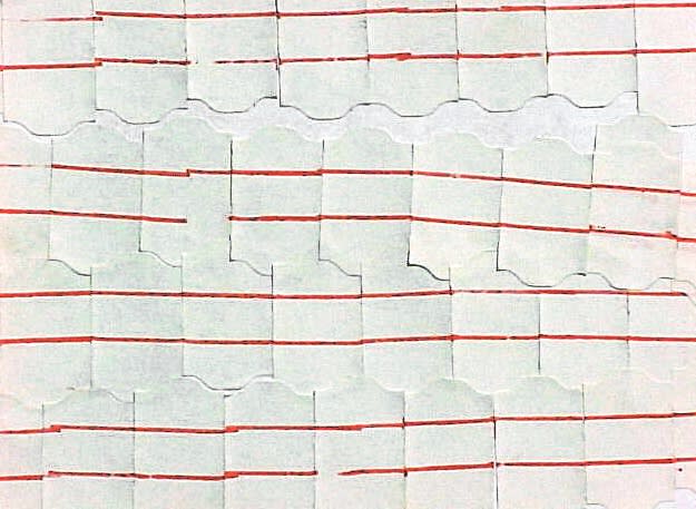 Alexandre Vogler Autómatos 1 . Carimbo e etiqueta sobre tela. (detalhe) 220 x 160 cm. 2000