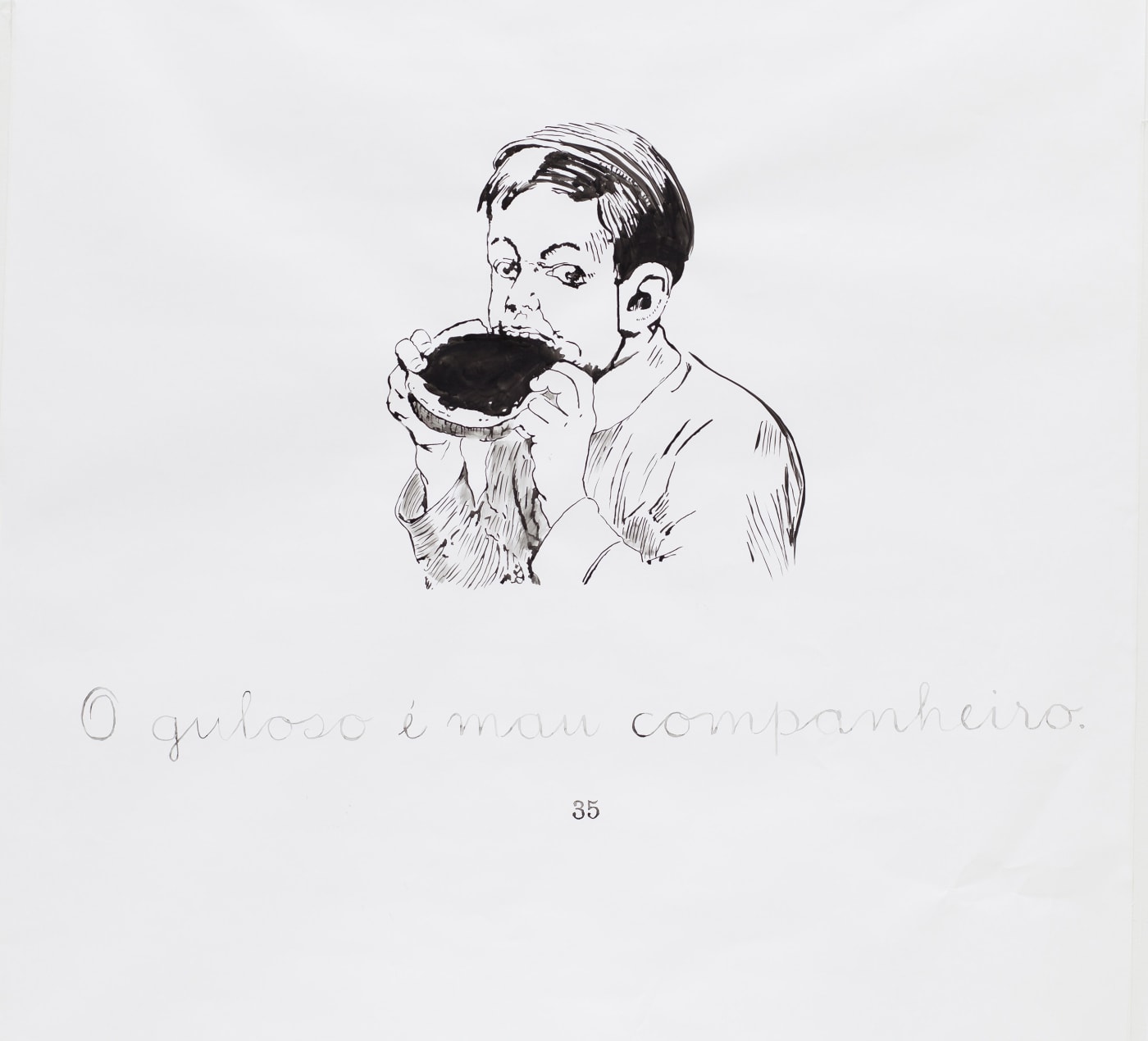 Marcelo Amorim O guloso é mau companheiro, 2014 aquarela sobre papel 135 x 150 cm Série: Primeira leitura