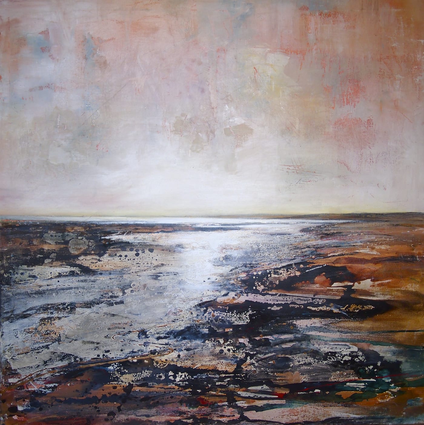 Peter Kettle, 'Gwendraeth Estuary 2' Plaster, oil, acrylic, ink on canvas 100cm x 100cm