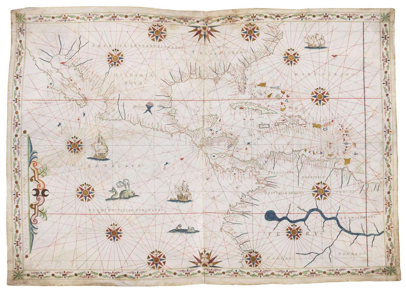 Magnificent Portolan chart of Central America