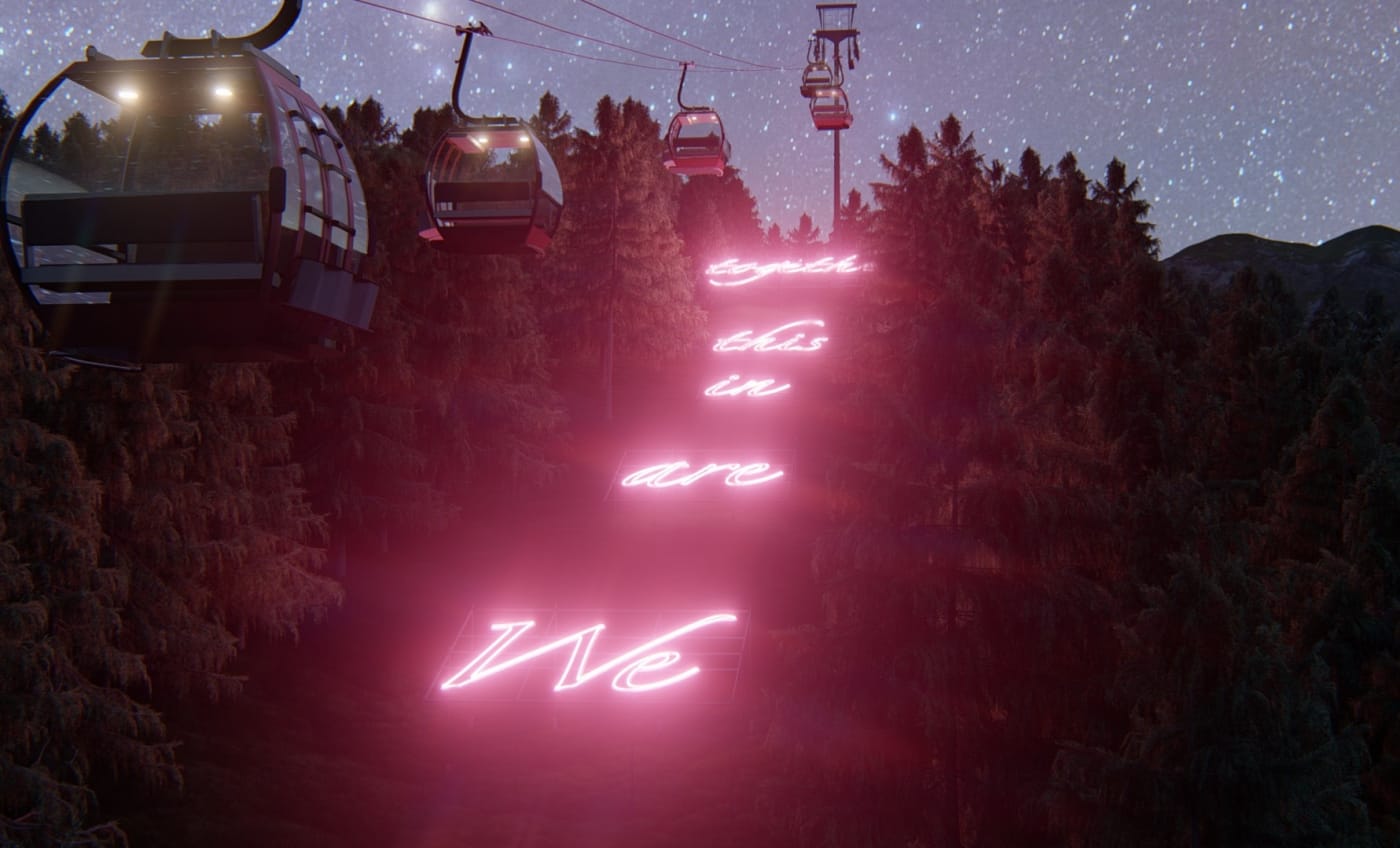 The text-based neon sculpture, WE ARE IN THIS TOGETHER, is a call to arms: an anthem for our political, social,...