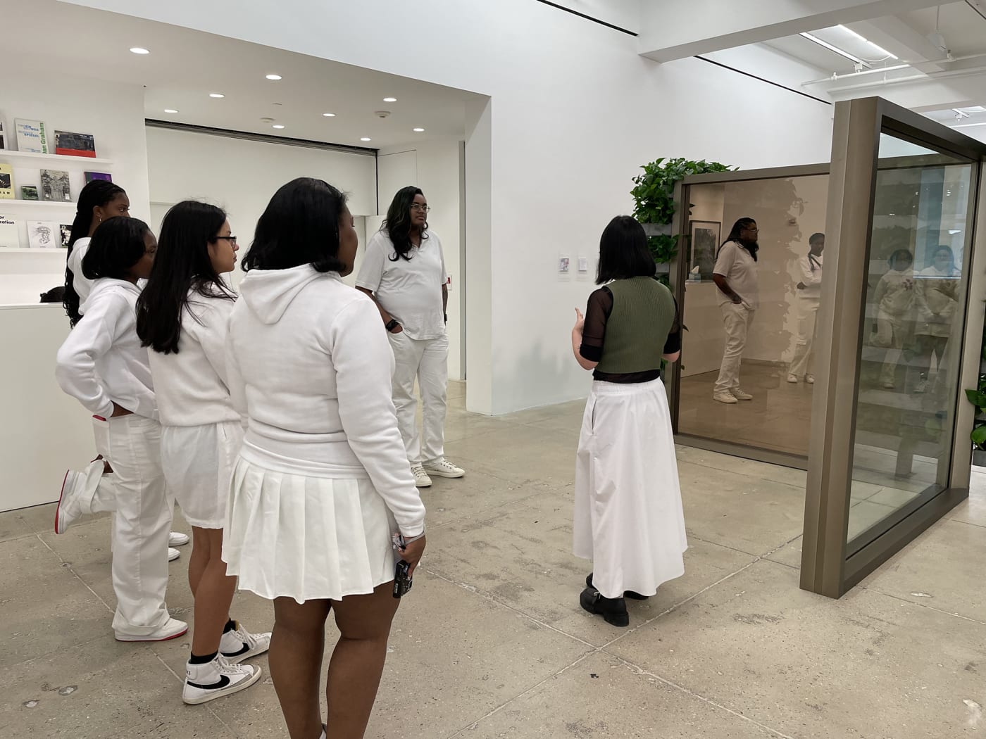 In an event hosted by the Orchid Foundation students take a tour of the Dan Graham Exhibition at Marian Goodman gallery