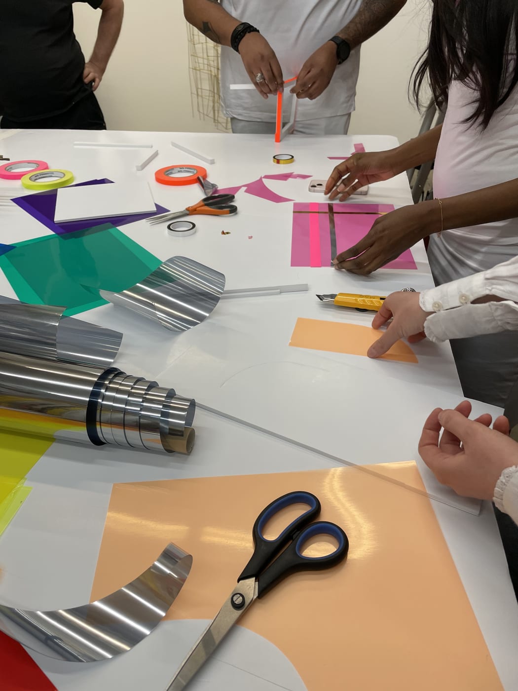 Students associated with the Orchid Foundation making models at Marian Goodman gallery