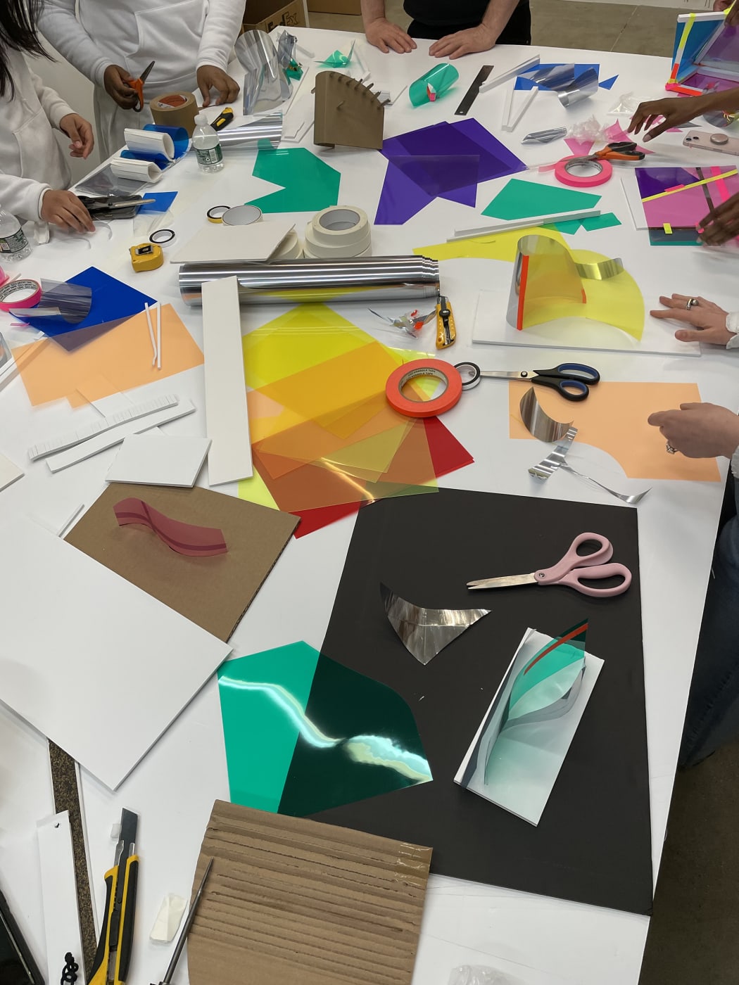 Students inspired by the work of Dan Graham, make models