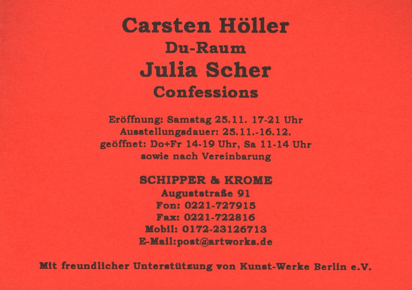 Du Raum Original Exhibition Invitation