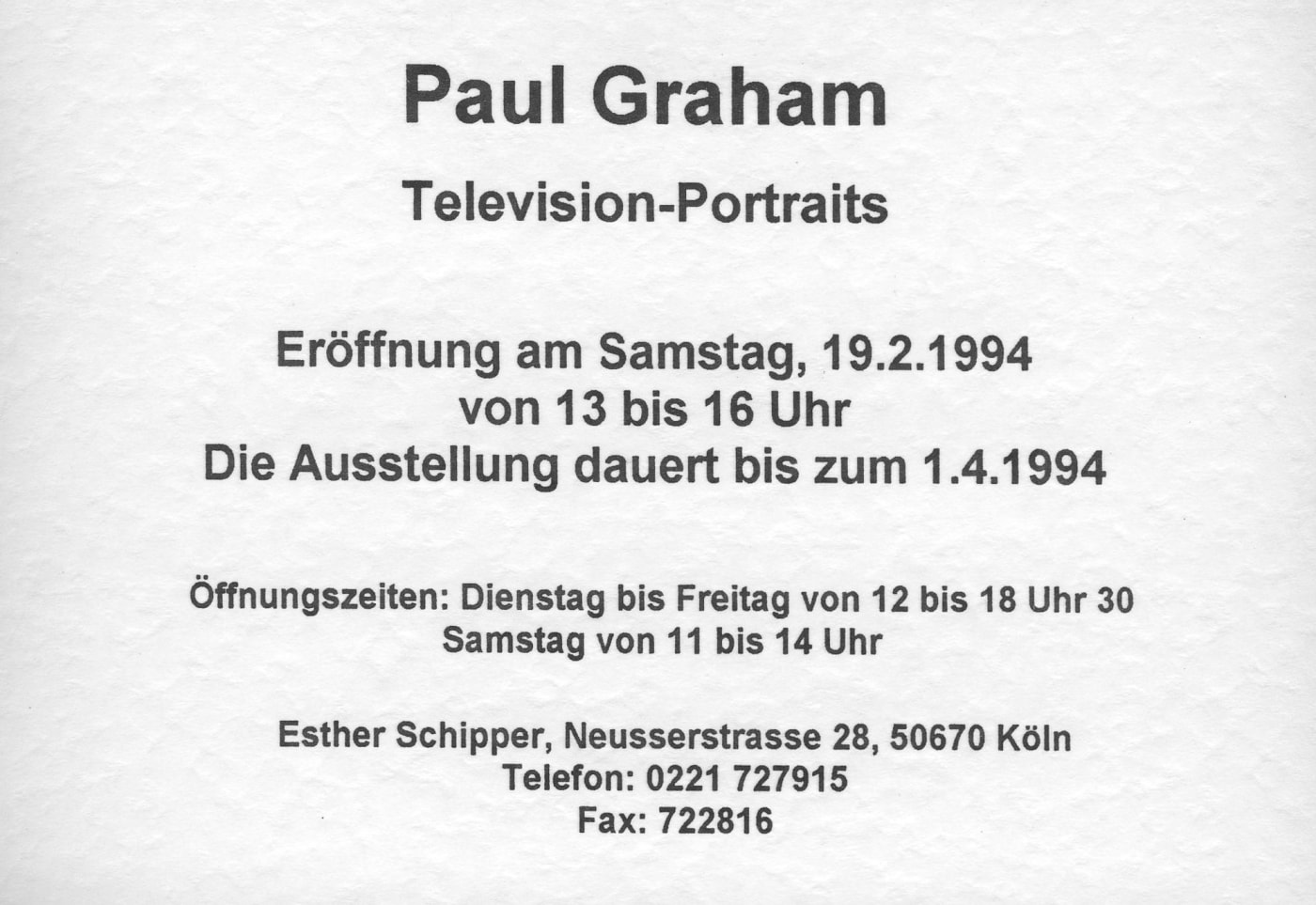 1994 Paul Graham Television Portraits