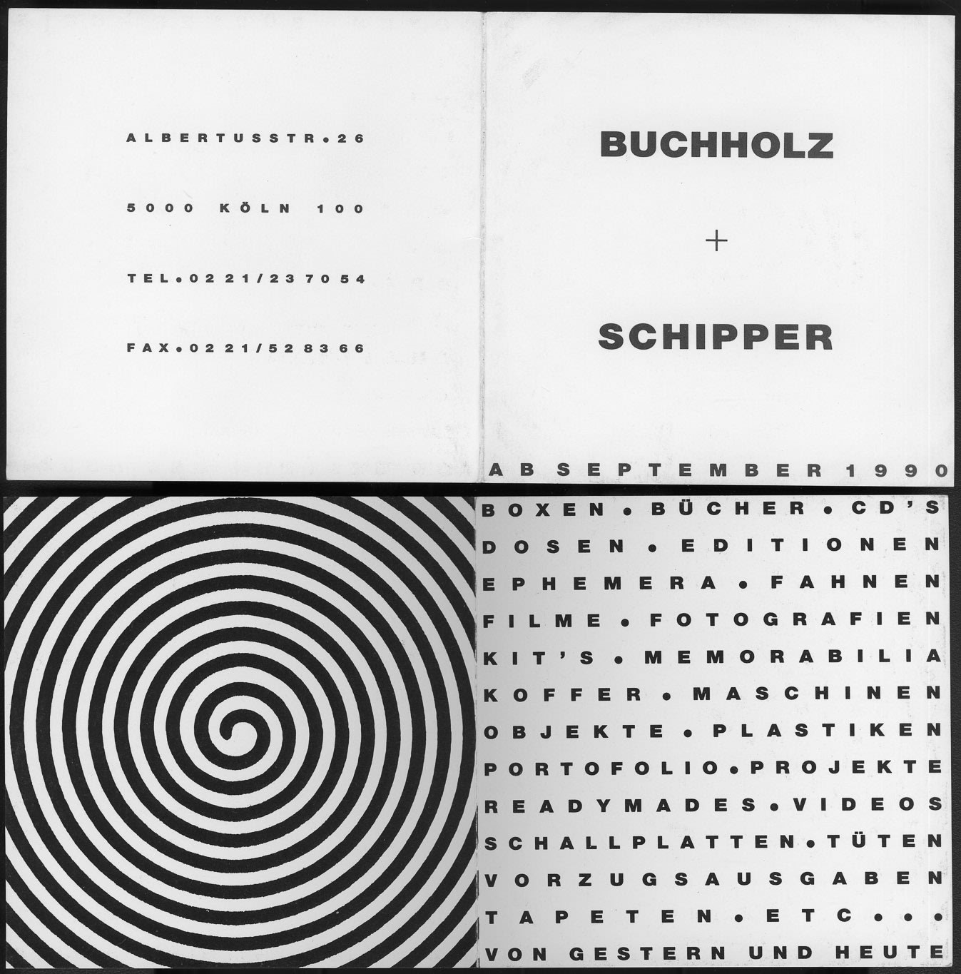 Buchholz Schipper Ab Sept 1990 Exhibition Flyer