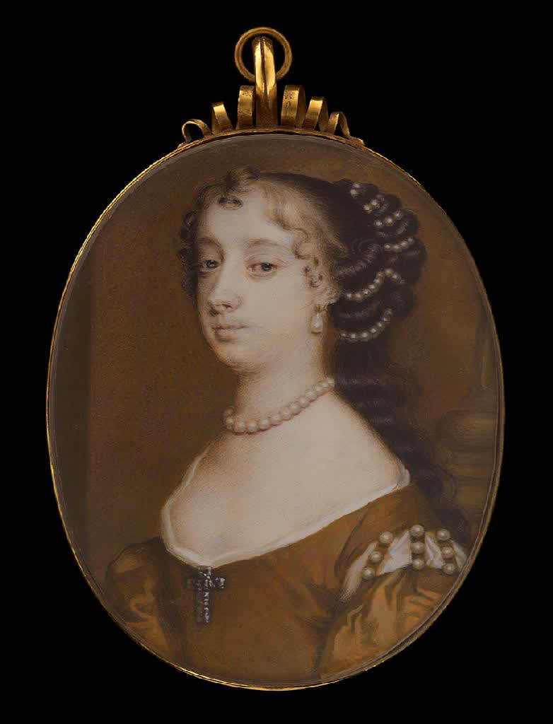 portrait miniature of a woman in a brown dress by richard gibson
