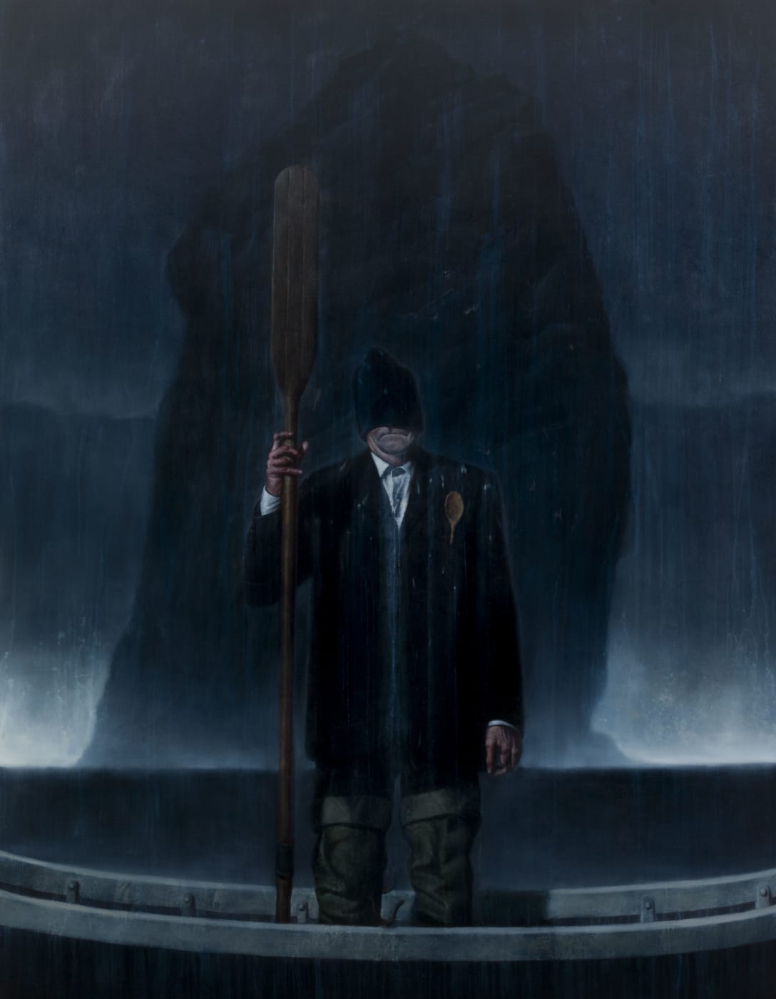 Ken Currie Ferryman, 2024 Oil on canvas 275 x 214 cm 108 1/4 x 84 1/4 in Enquire